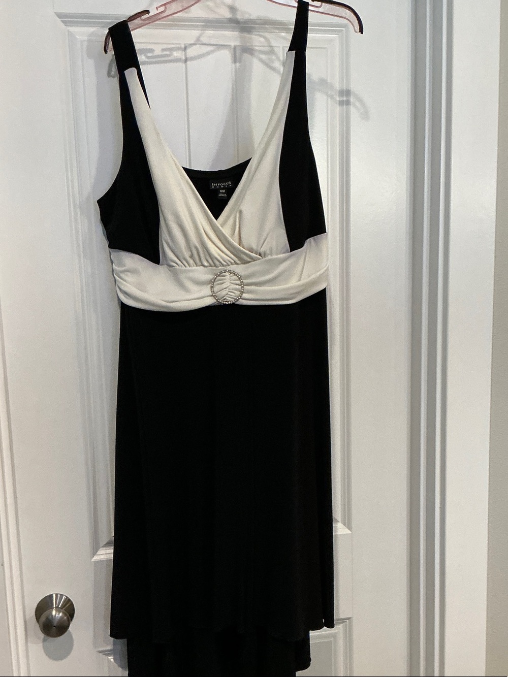 Enfocus Women Black and White Empire Waist Evening Dress Size 18W NWT